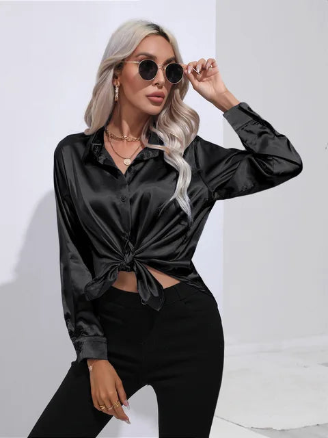 Women's Shirts | Long Sleeve Silk Shirt Fitted Cut