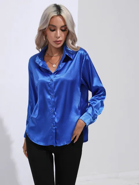 Women's Shirts | Long Sleeve Silk Shirt Fitted Cut