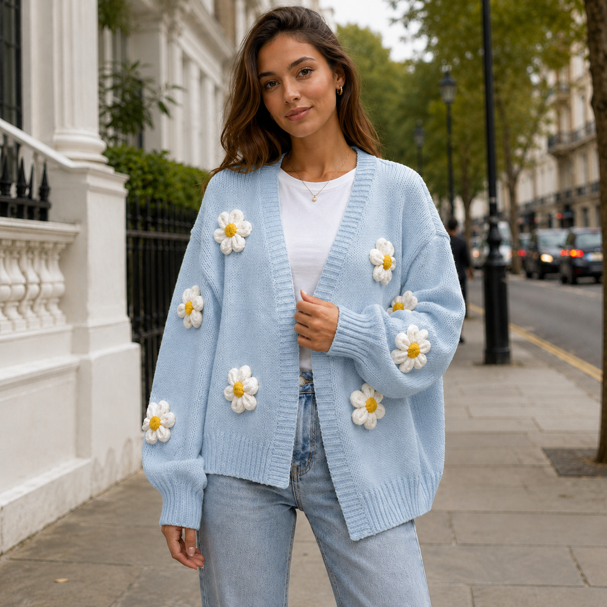 Knit Cardigan Women | Floral Open Front | Long Sleeves