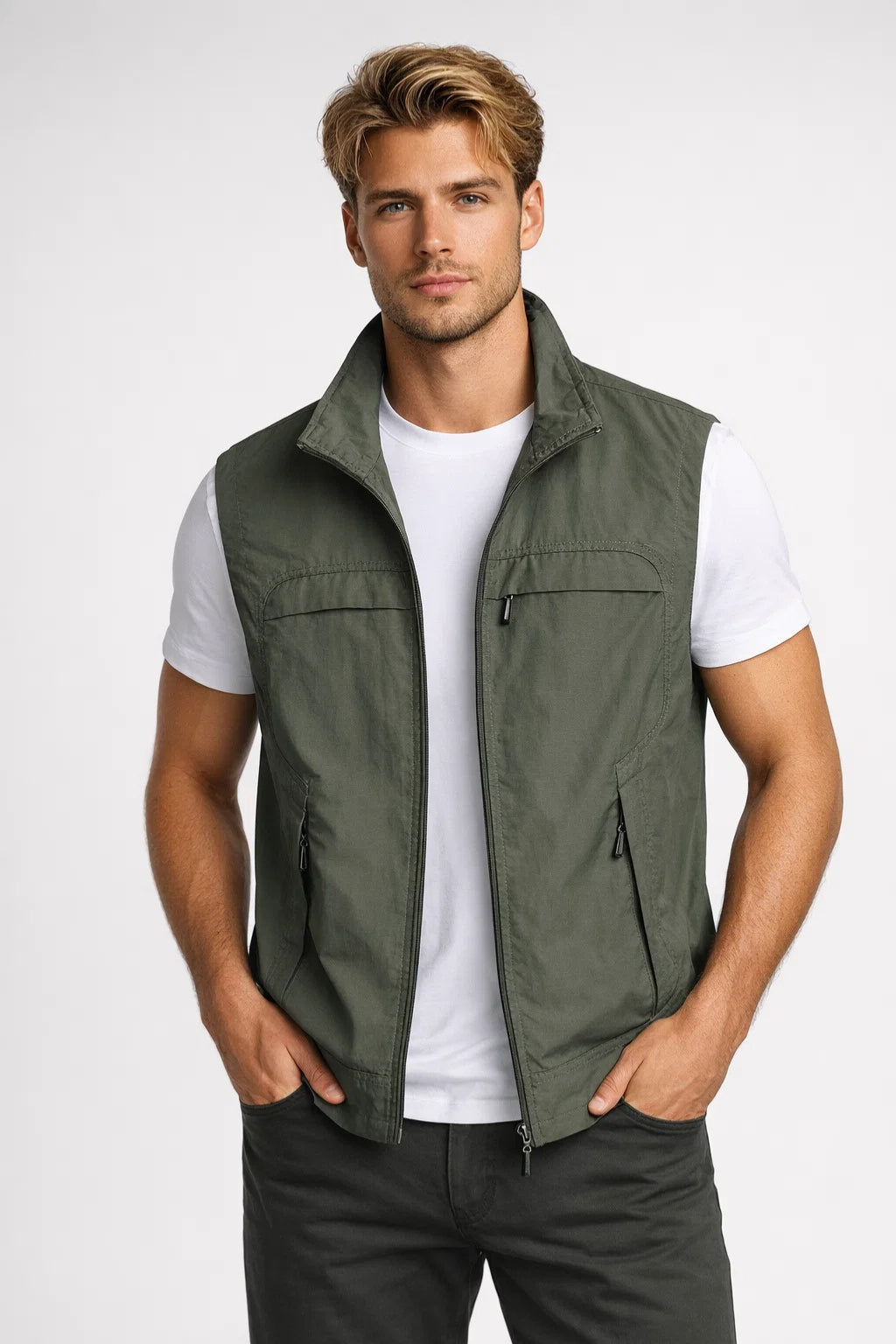 Mens Bodywarmer | Lightweight, Stand Collar | Casual Outdoor
