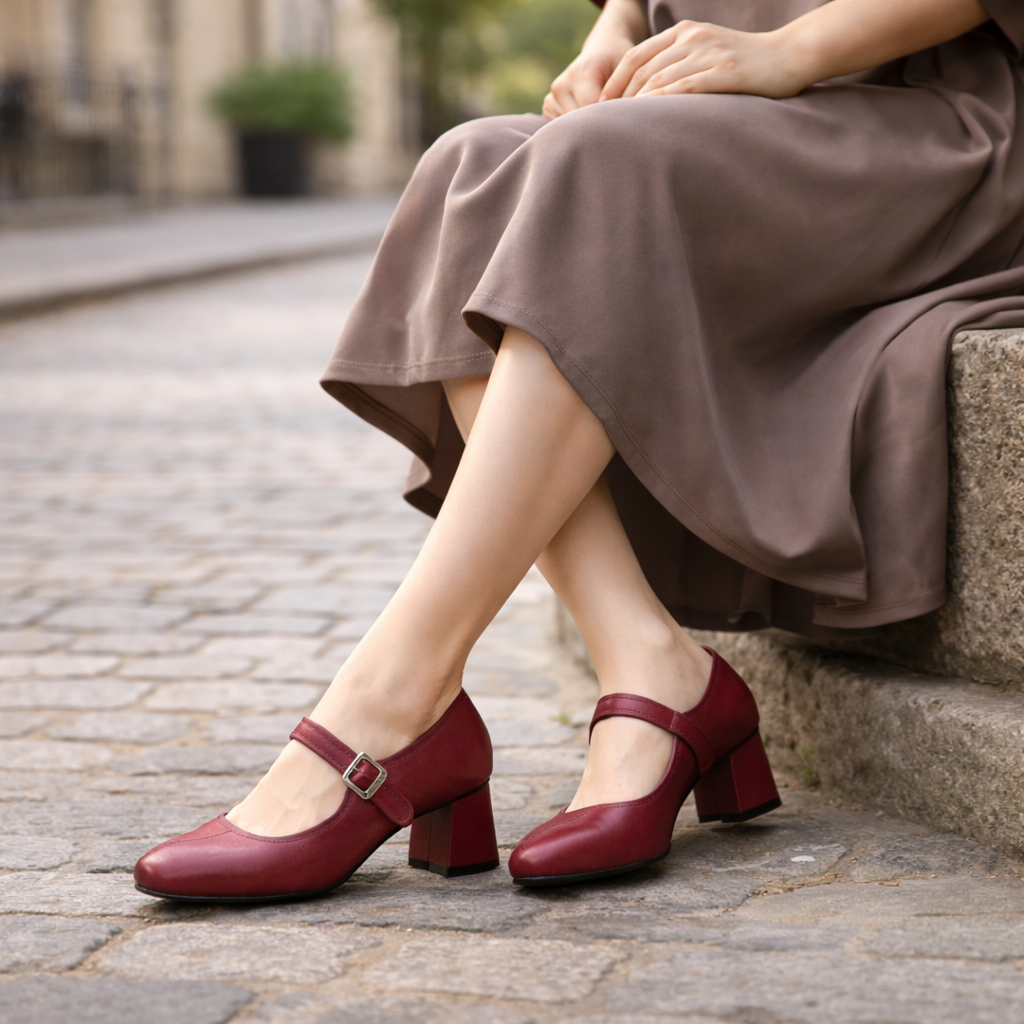 Women's Mary Jane Shoes | Block Heel, Leather Buckle | Comfort Fit