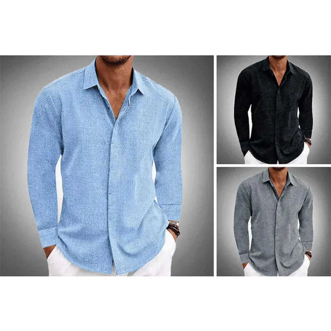 Men's Linen Shirt | Long Sleeves, Breathable | Lightweight Collared Shirt