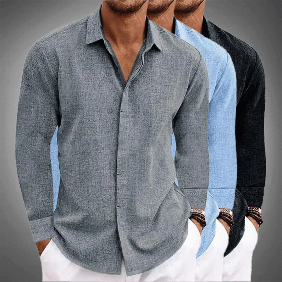 Men's Linen Shirt | Long Sleeves, Breathable | Lightweight Collared Shirt