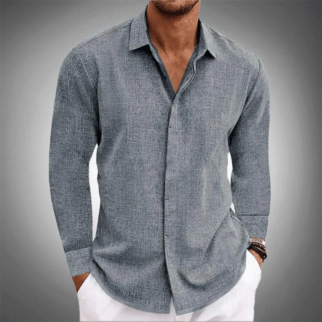 Men's Linen Shirt | Long Sleeves, Breathable | Lightweight Collared Shirt