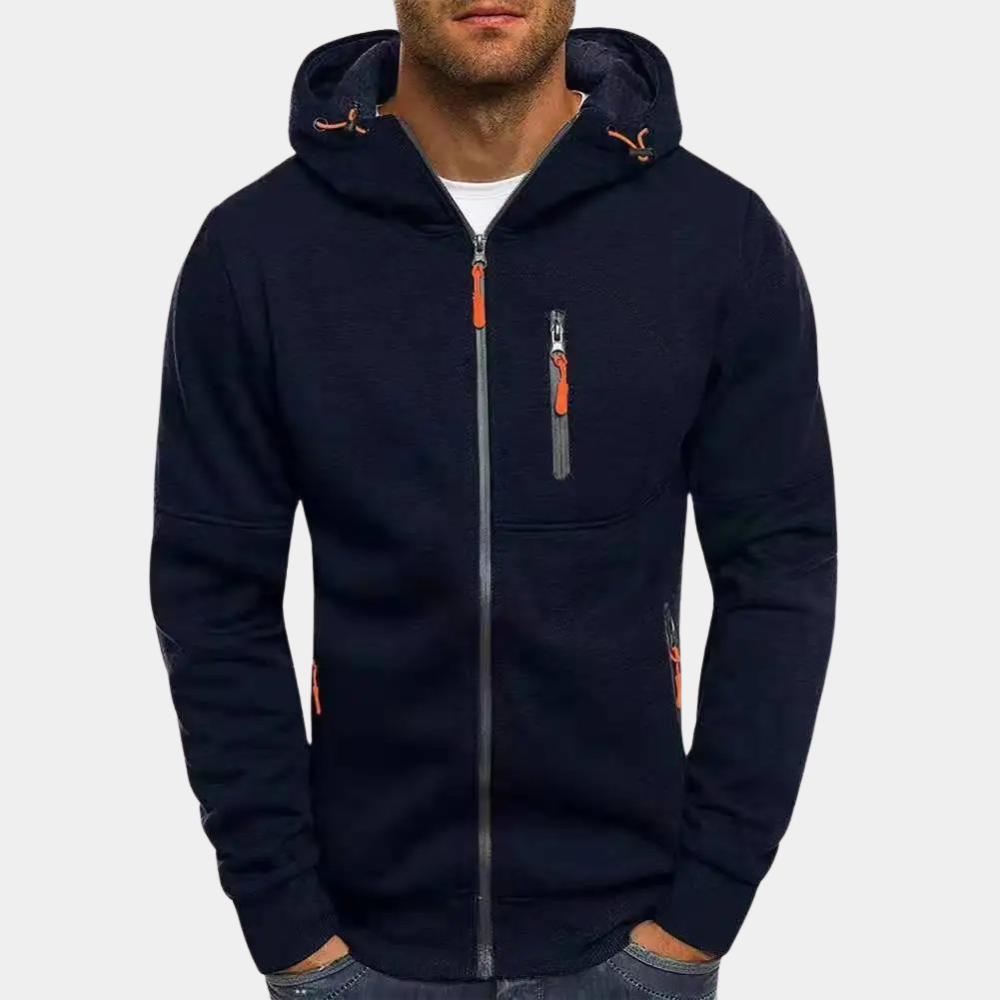 Men zip up hoodie relaxed fit casual everyday wear