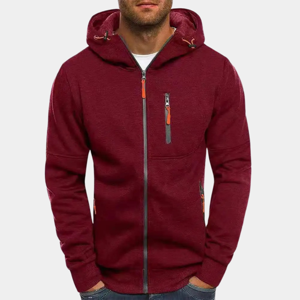 Men zip up hoodie relaxed fit casual everyday wear
