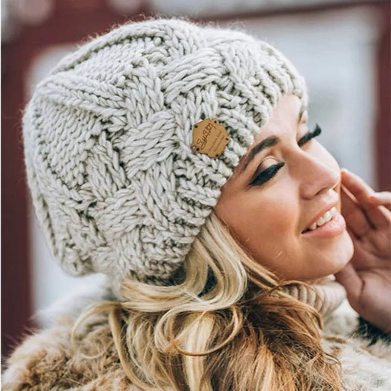 Women's Beanie | Chunky Cable Knit, Textured Pattern | Winter Hat