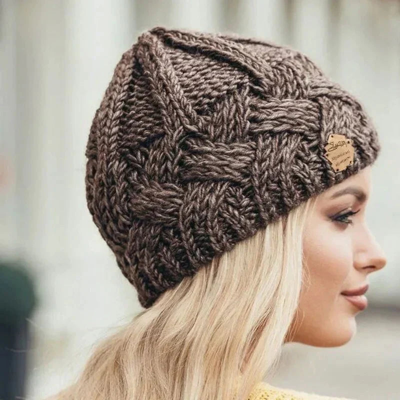 Women's Beanie | Chunky Cable Knit, Textured Pattern | Winter Hat