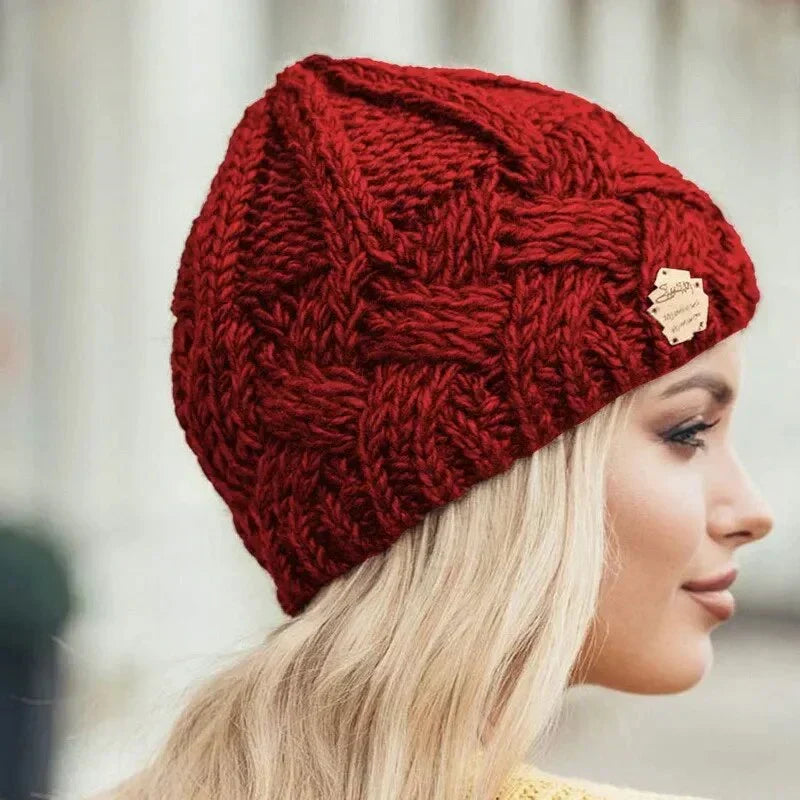 Women's Beanie | Chunky Cable Knit, Textured Pattern | Winter Hat
