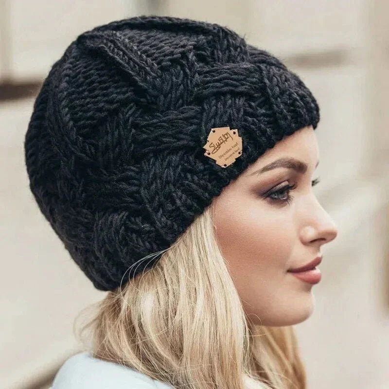 Women's Beanie | Chunky Cable Knit, Textured Pattern | Winter Hat