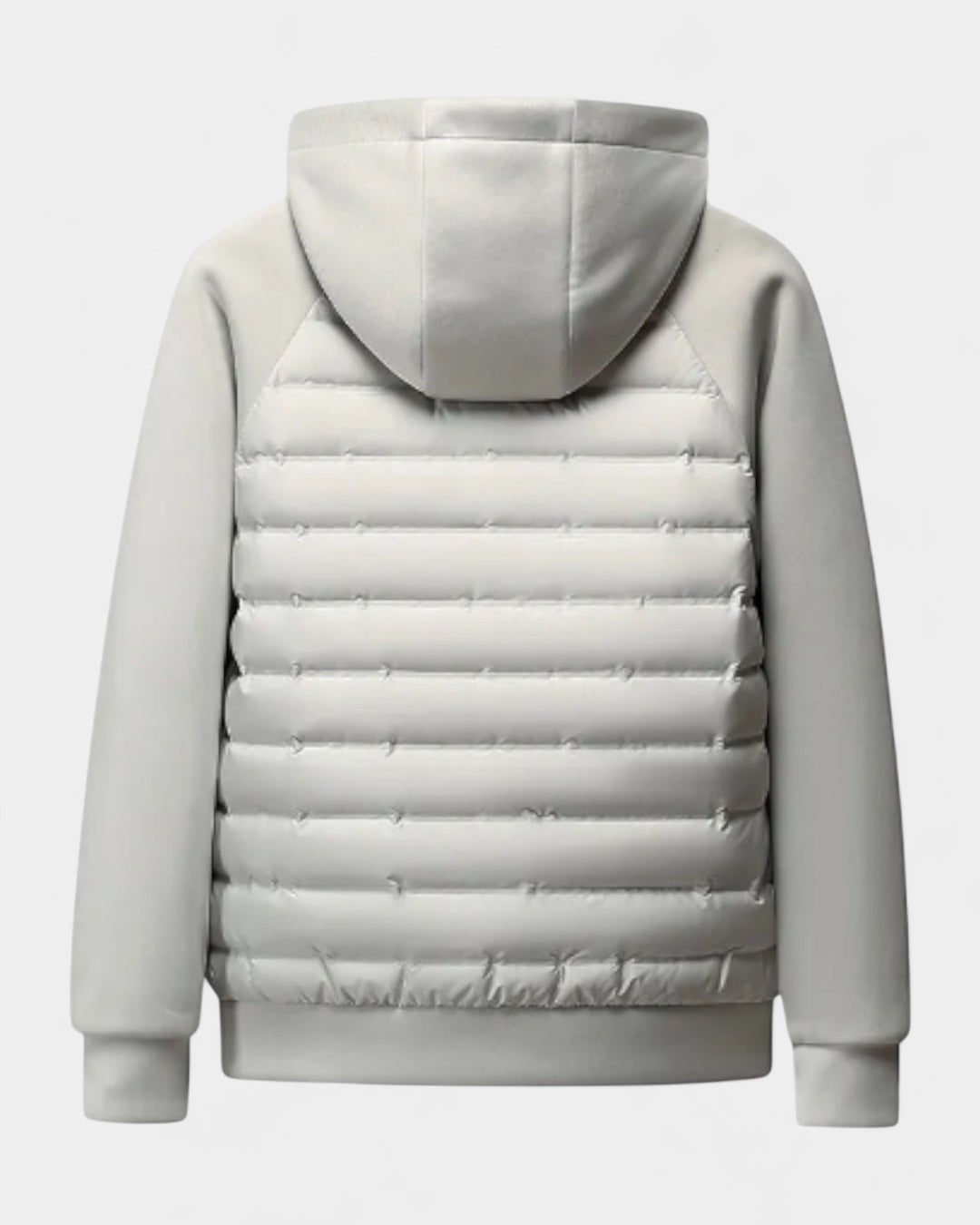 Men colour block puffer jacket hooded hybrid softshell lightweight