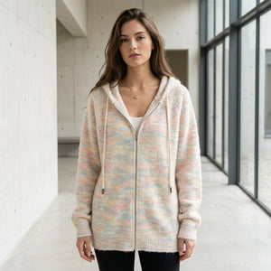 Women's Knit Hoodie | Striped, Colorful, Zip Pockets