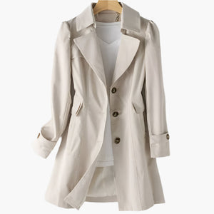 Women's Trench Coat | Long, Classic Button | Elegant Outerwear
