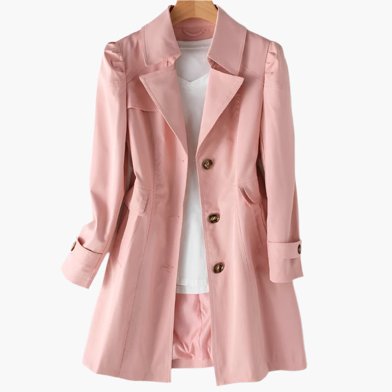 Women's Trench Coat | Long, Classic Button | Elegant Outerwear