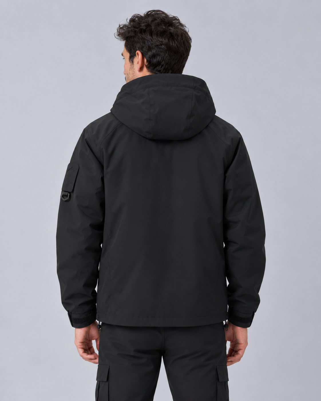 Mens waterproof rain jacket with hood, lightweight windproof