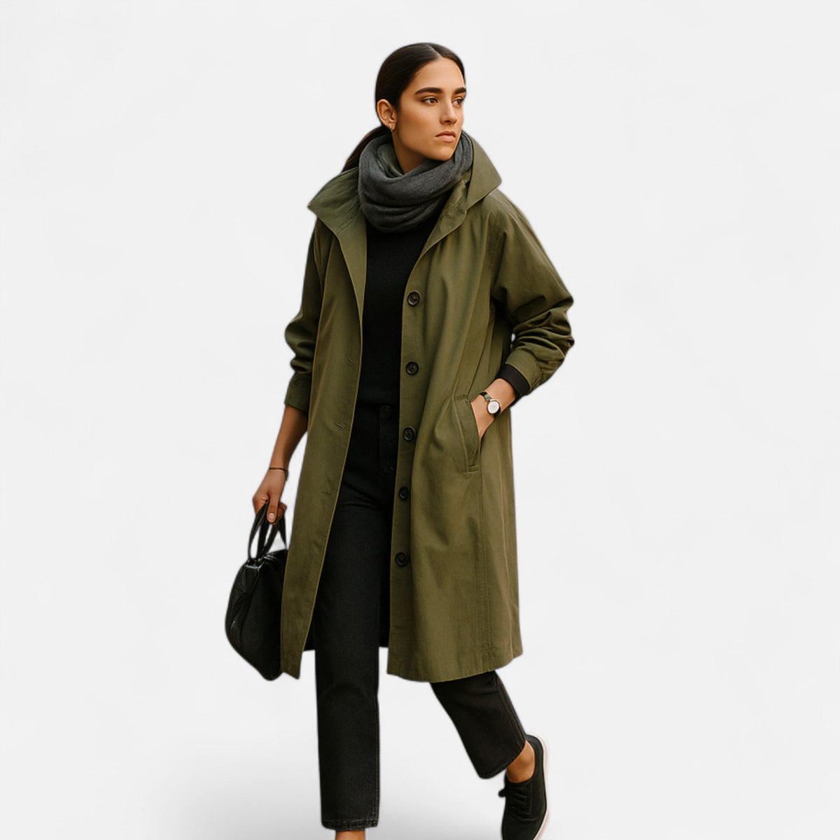 Women Waterproof Trench Coat with Hood