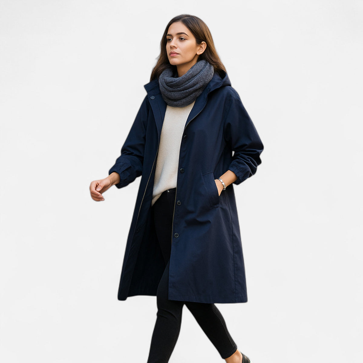 Women Waterproof Trench Coat with Hood