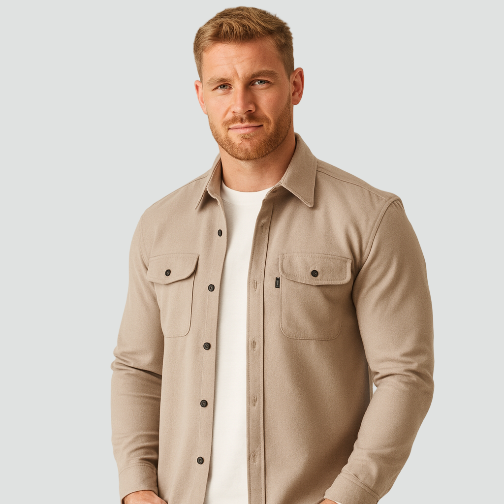 Men overshirt with chest pockets regular fit button closure