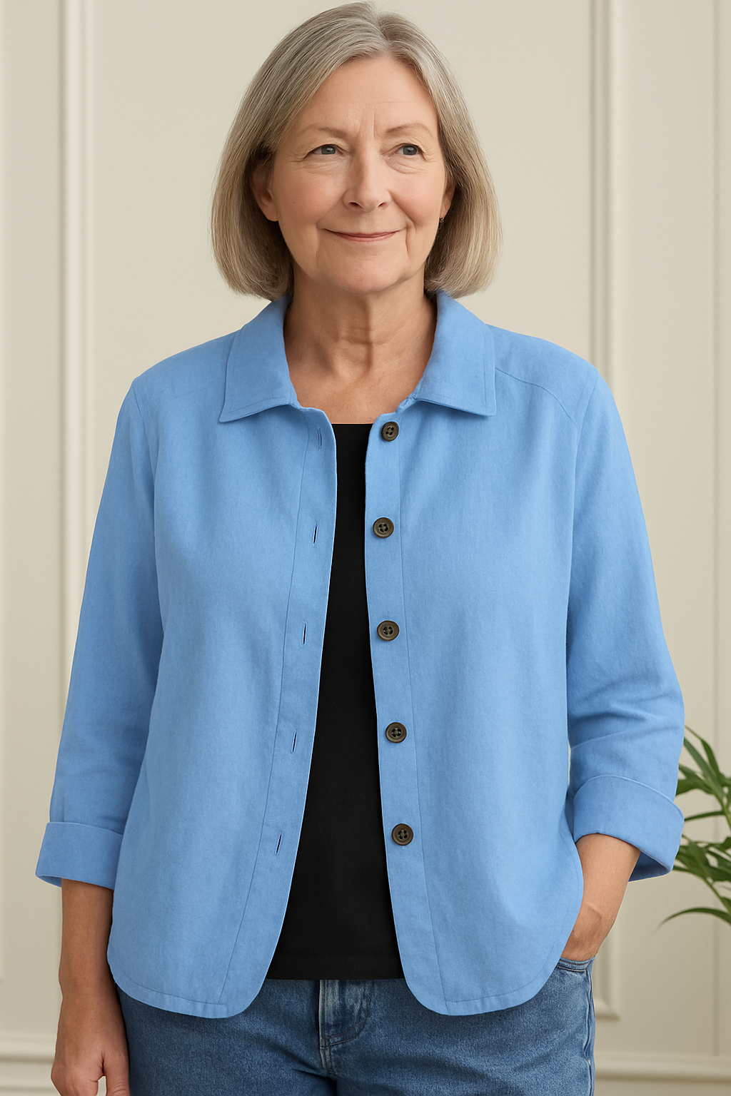 Women's Cardigan Shirt | Cotton Linen Blend, Relaxed Fit