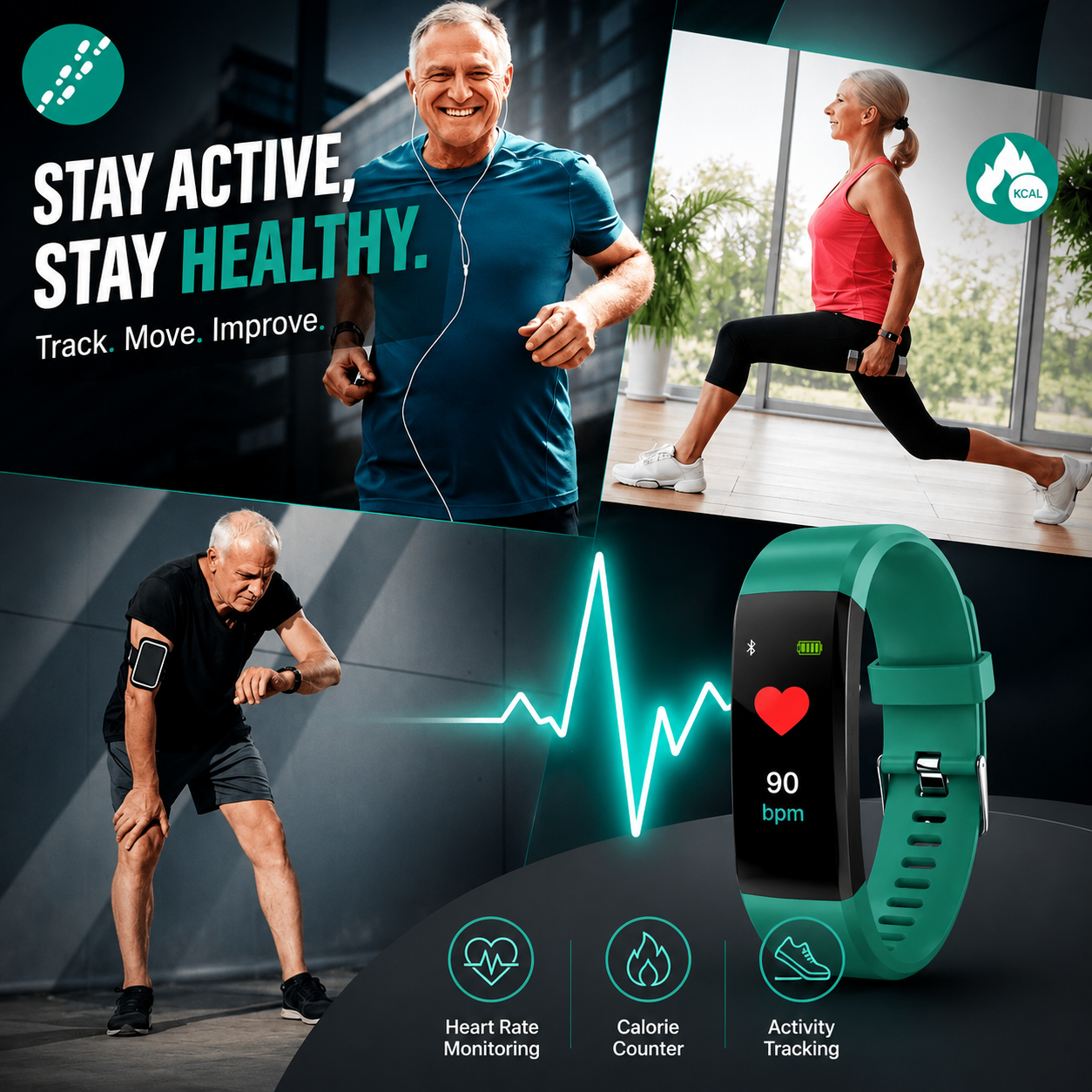 Smartwatch for Seniors with Health Functions | Fitness Tracker Watch with Large Display | HerzWacht