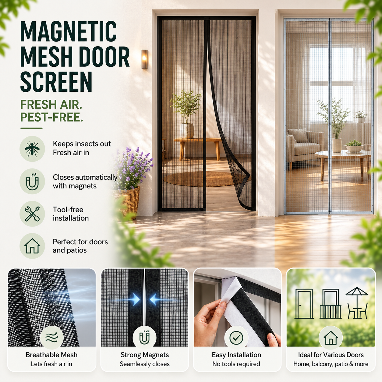 Jolie | Insect Protection for Doors | Magnetic Curtain