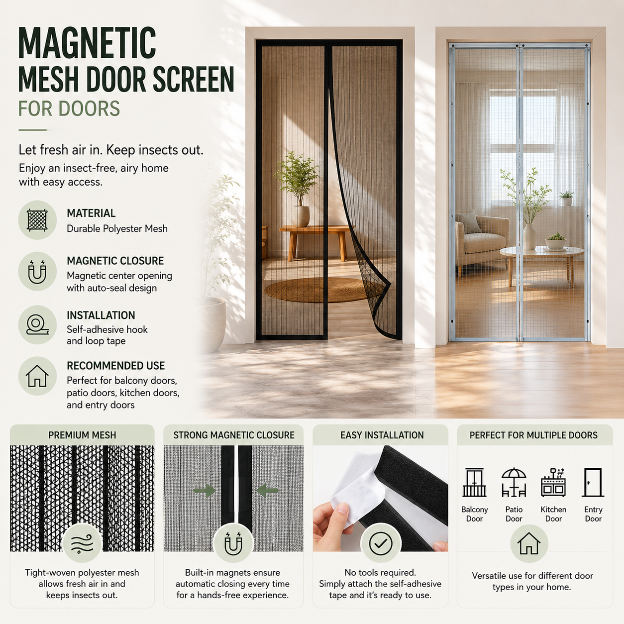 Jolie | Insect Protection for Doors | Magnetic Curtain