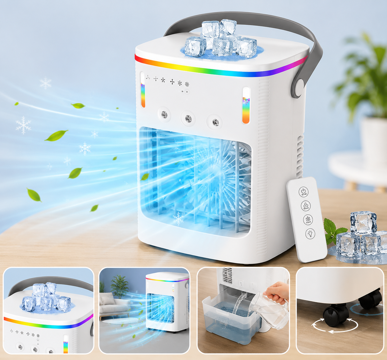 Portable air conditioner, 4-in-1 air cooler – USB-C