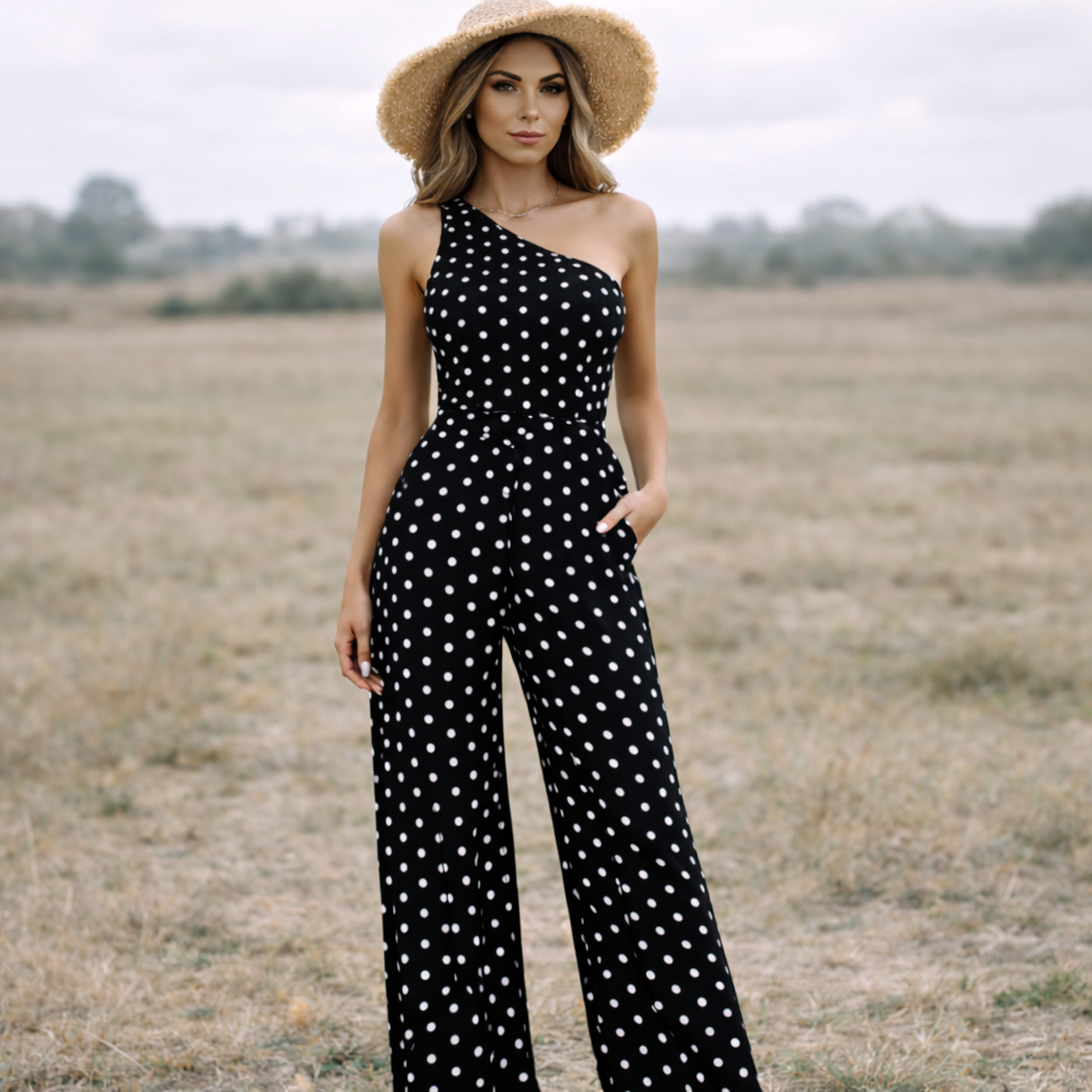 Polka Dot Dress | Asymmetrical Design | Lightweight Fabric