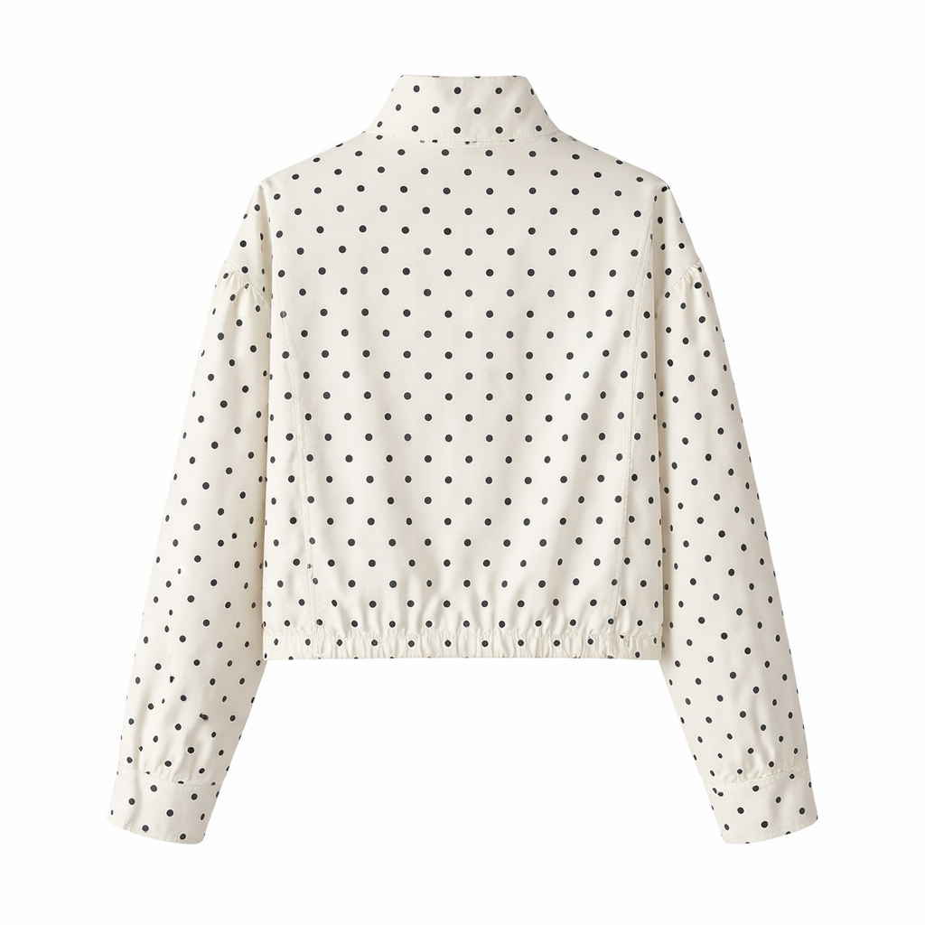 Women's Short Jacket | Modern Polka Dot Design, High Collar