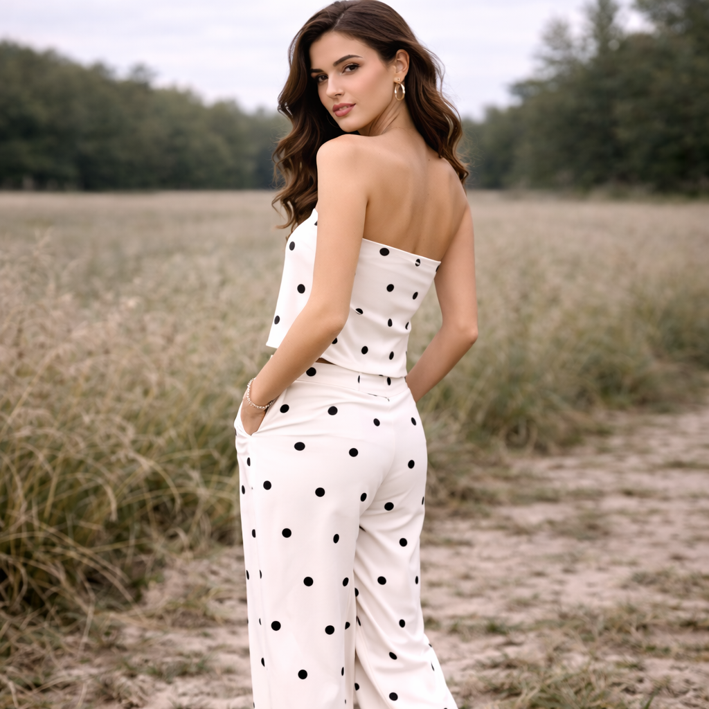 Two-Piece Set | Women's Polka Dot Outfit | Trendy Matching Set