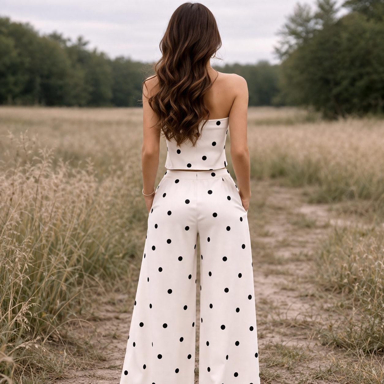 Two-Piece Set | Women's Polka Dot Outfit | Trendy Matching Set
