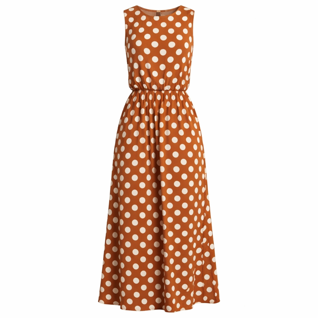 Polka Dot Maxi Dress Vintage Inspired Flattering Fit