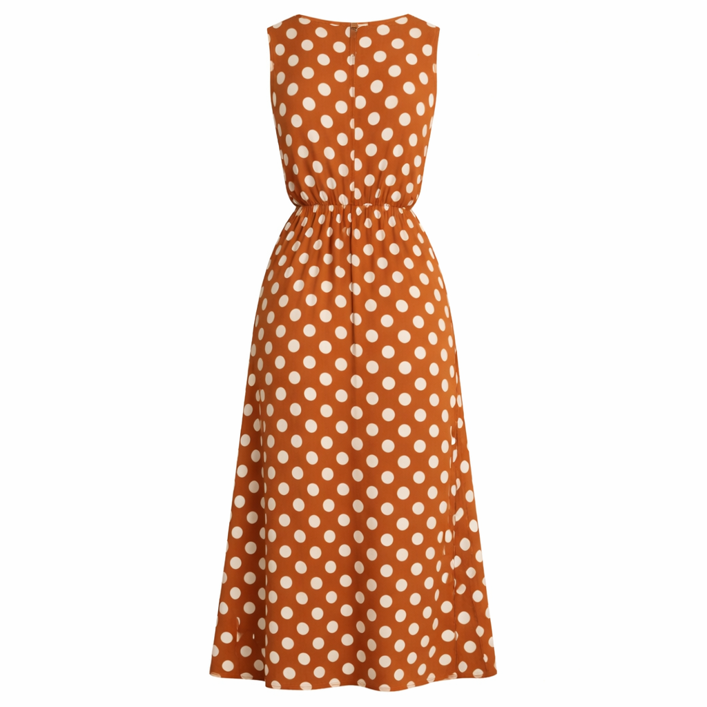 Polka Dot Maxi Dress Vintage Inspired Flattering Fit