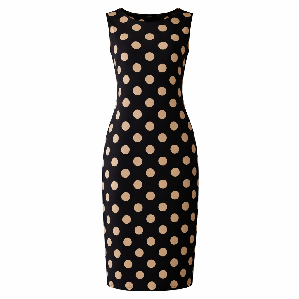 Women's Polka Dot Maxi Dress | Tummy Control, Flowy | Black