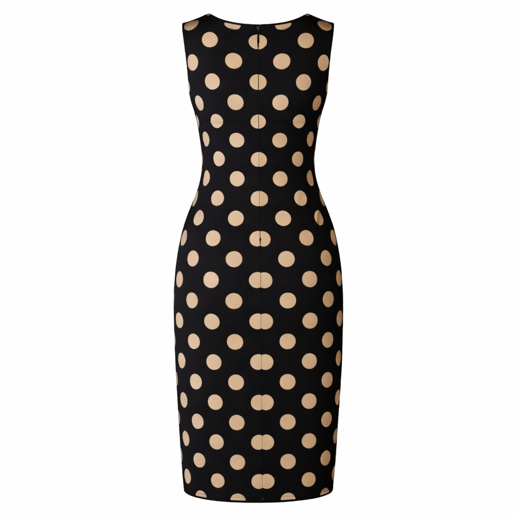 Women's Polka Dot Maxi Dress | Tummy Control, Flowy | Black