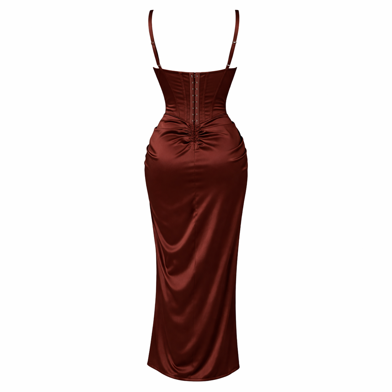 Women's Long Split Dress Brown Graceful Flattering Silhouette