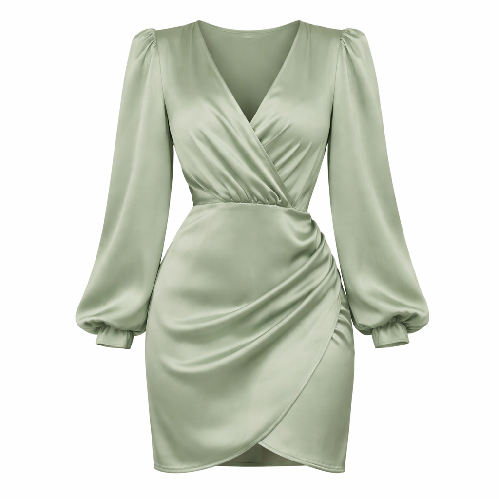 Mini Robe Femmes Tissu Soie Style Satin Élégant