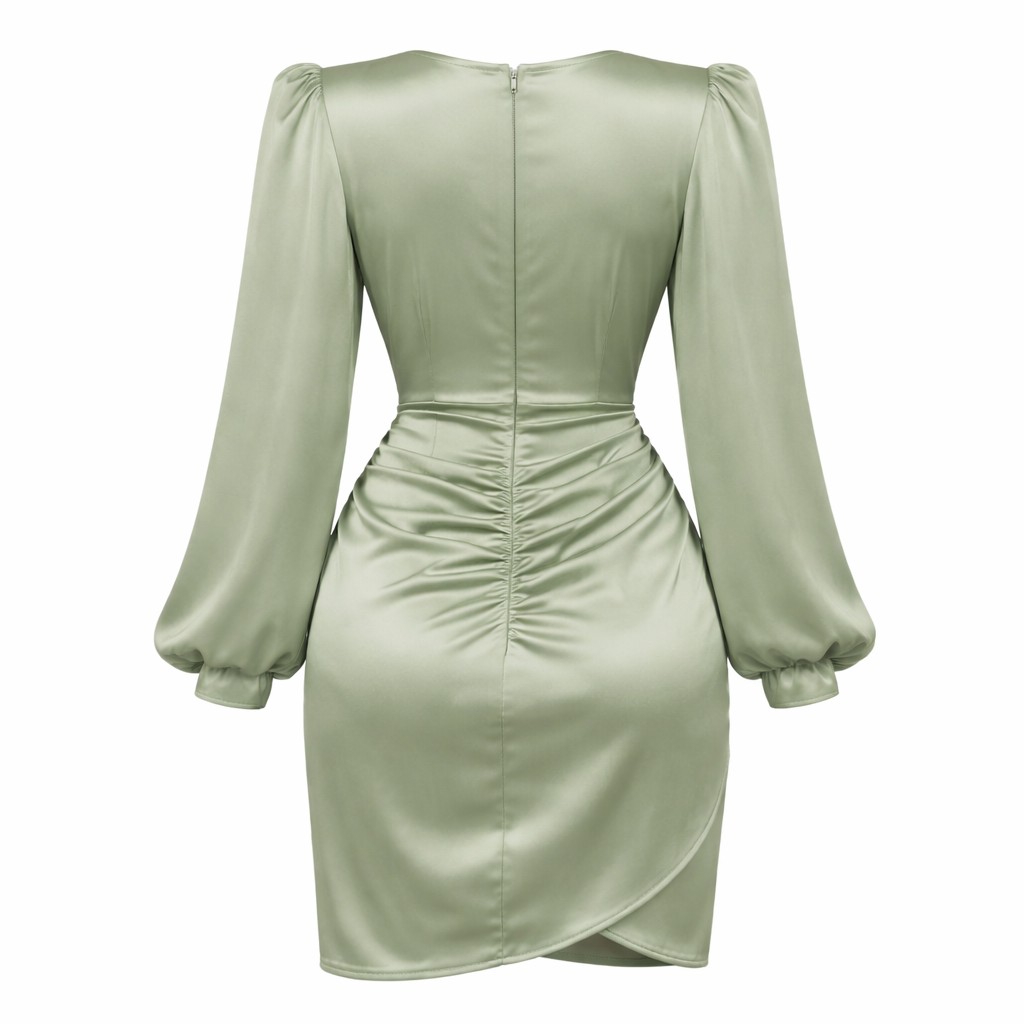 Mini Robe Femmes Tissu Soie Style Satin Élégant