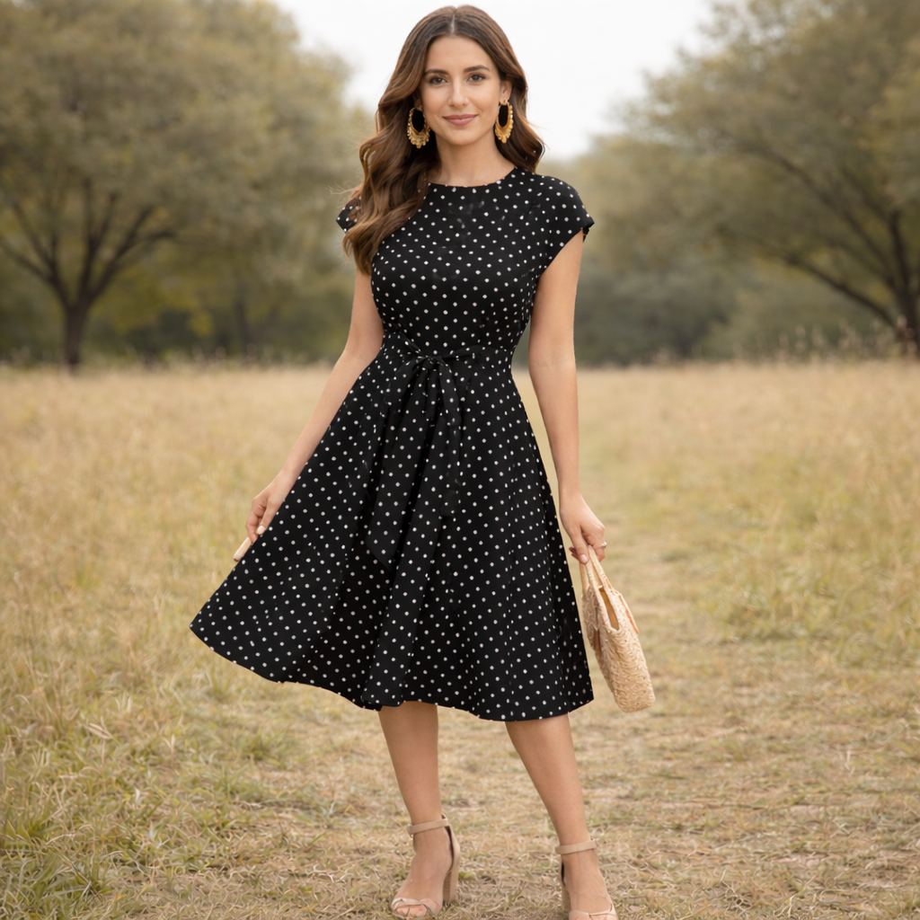 Polka Dot Dress Vintage Women's Summer Dress Lightweight