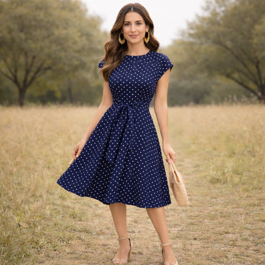 Polka Dot Dress Vintage Women's Summer Dress Lightweight