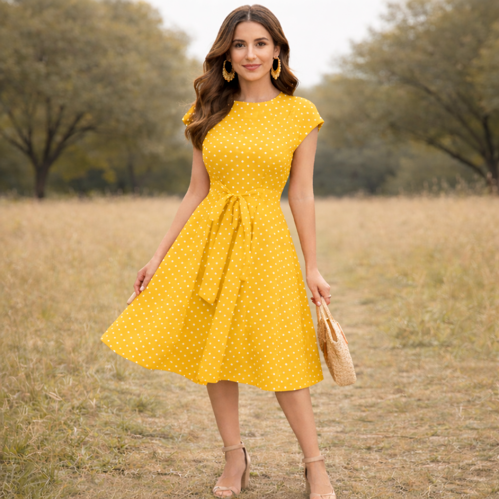 Polka Dot Dress Vintage Women's Summer Dress Lightweight