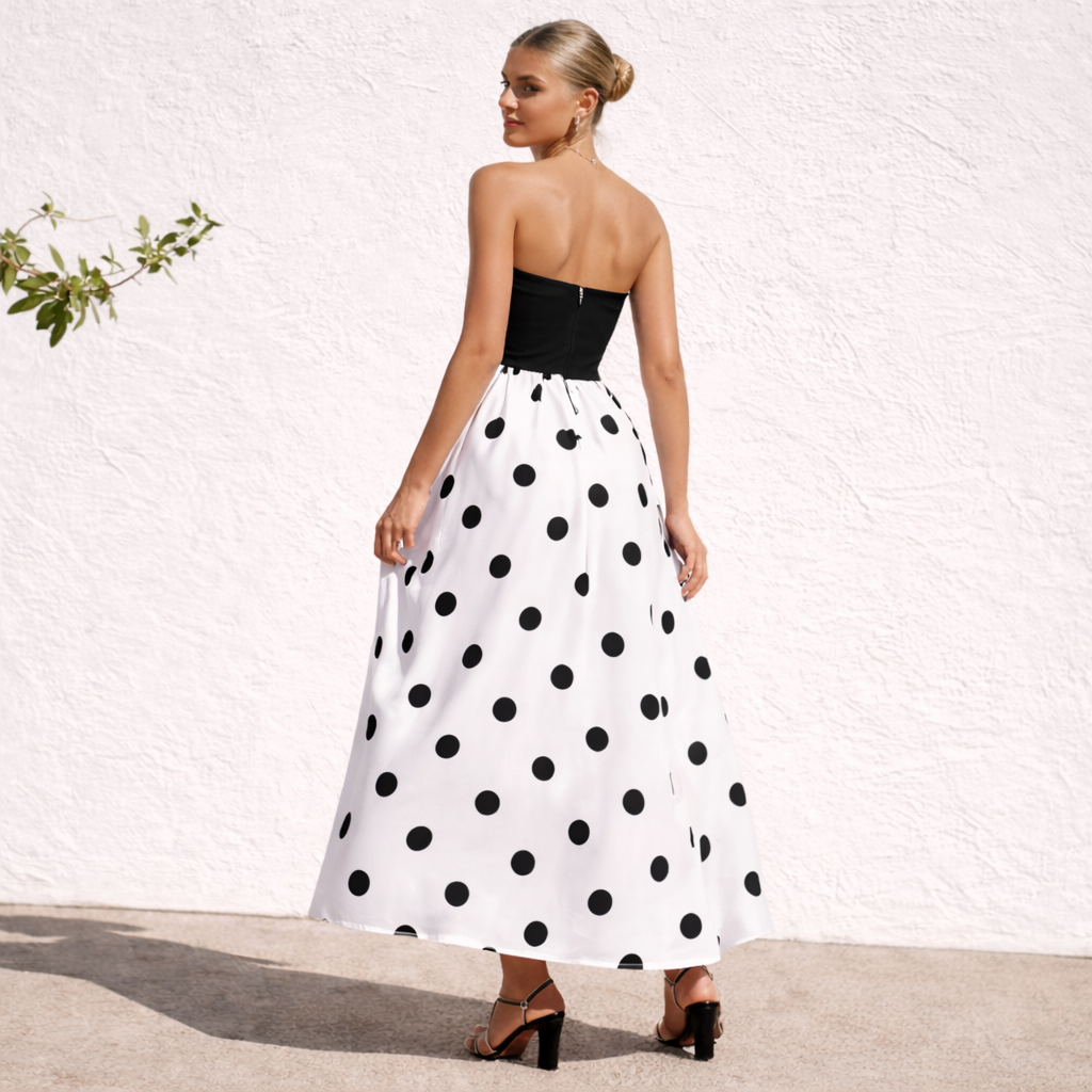 Strapless Dress Women's A-Line Polka Dot Elegant Summer Style