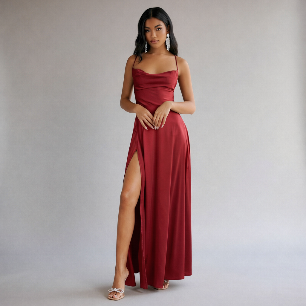 Silk Dress | Long and Elegant Style for Women | Braided Back Detail