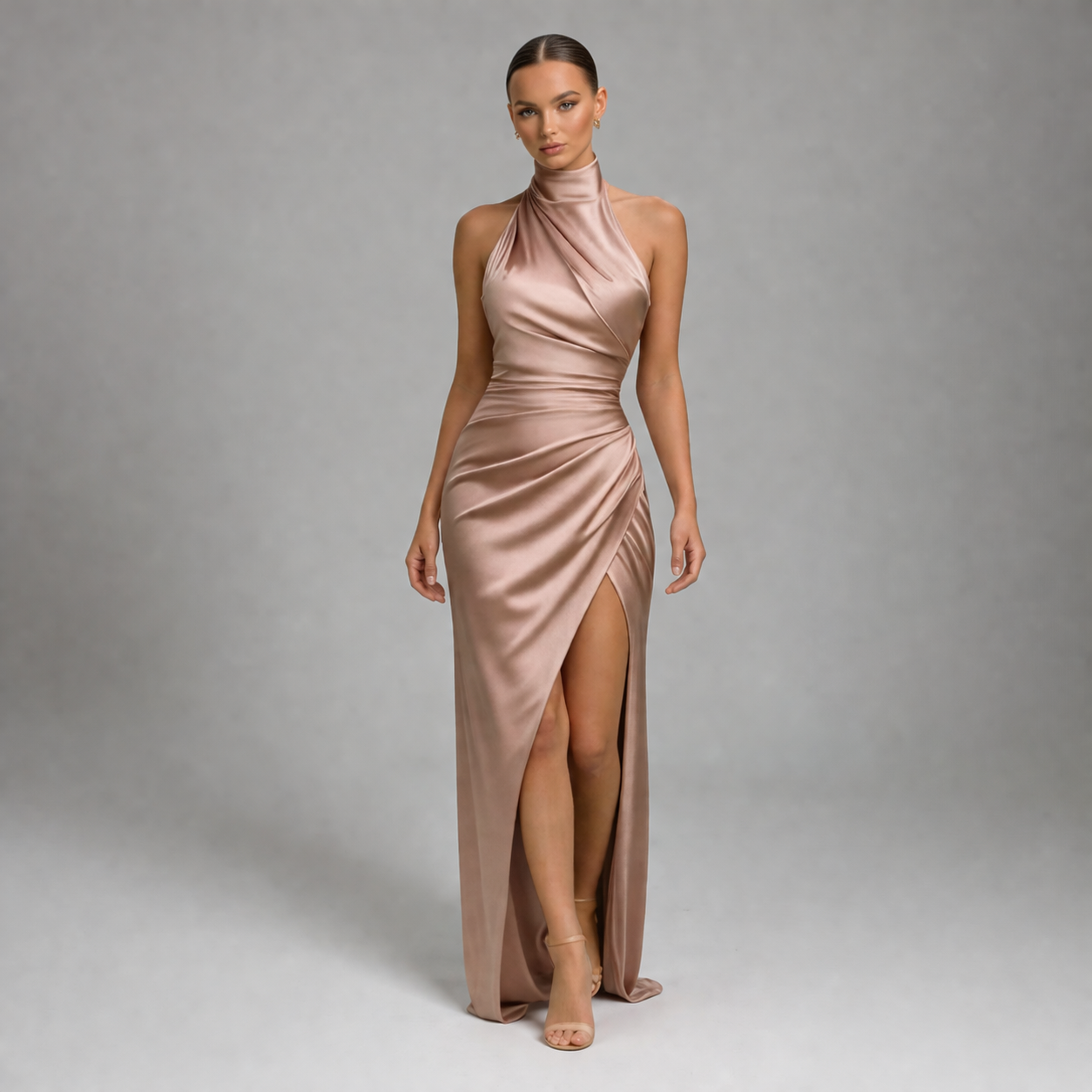 Women's Evening Dress Long Neckline Urban Style
