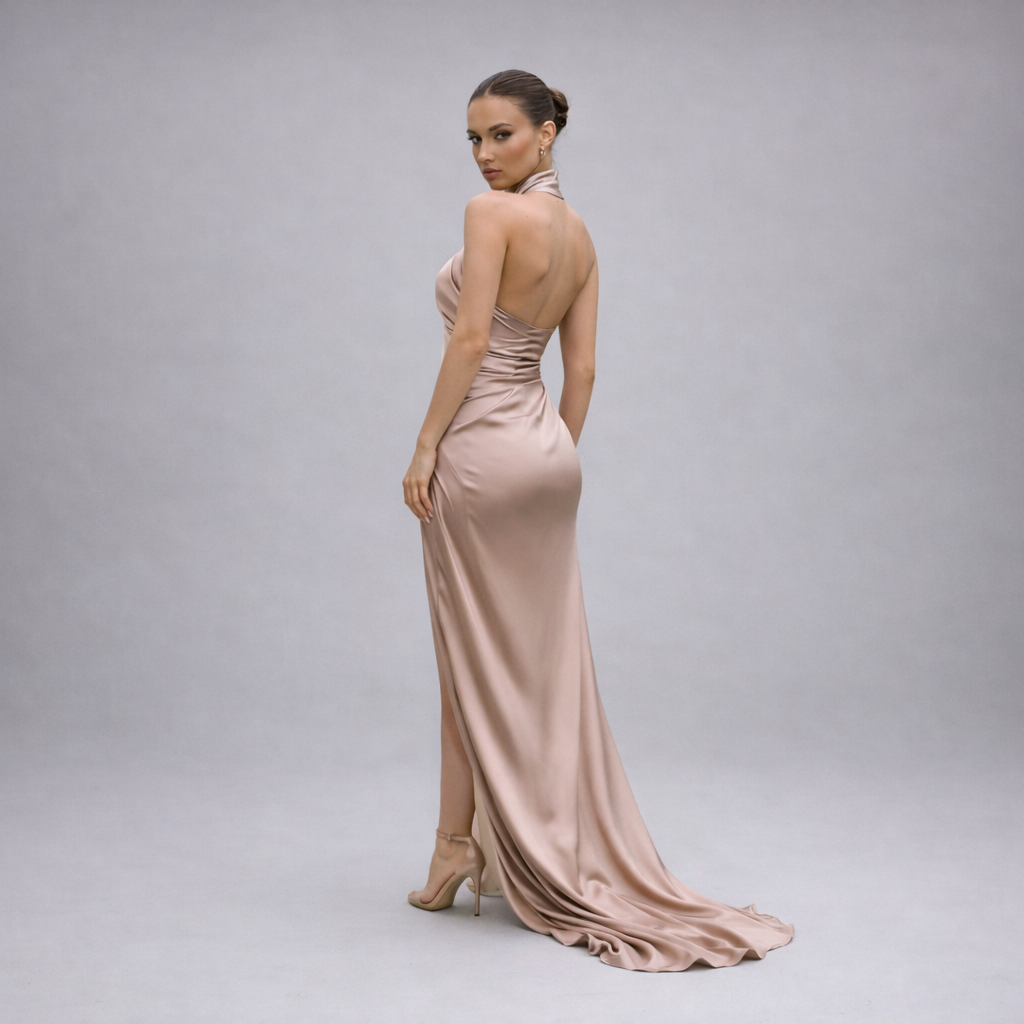 Women's Evening Dress Long Neckline Urban Style