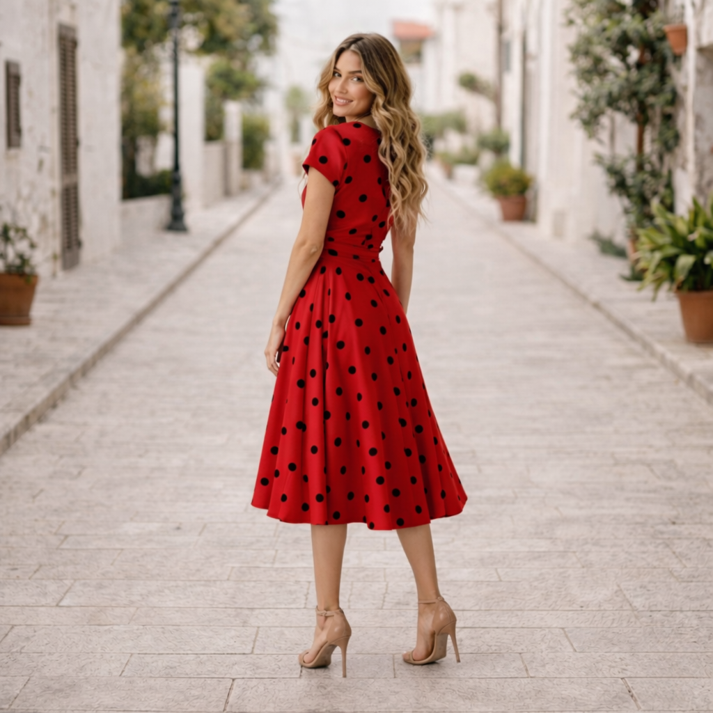 Polka Dot Dress - Elegant, Cheerful Style Summer Fashion
