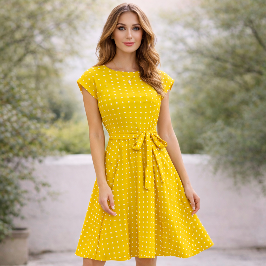 Polka Dot Dress | Flattering Tie Waist | Women's Dress