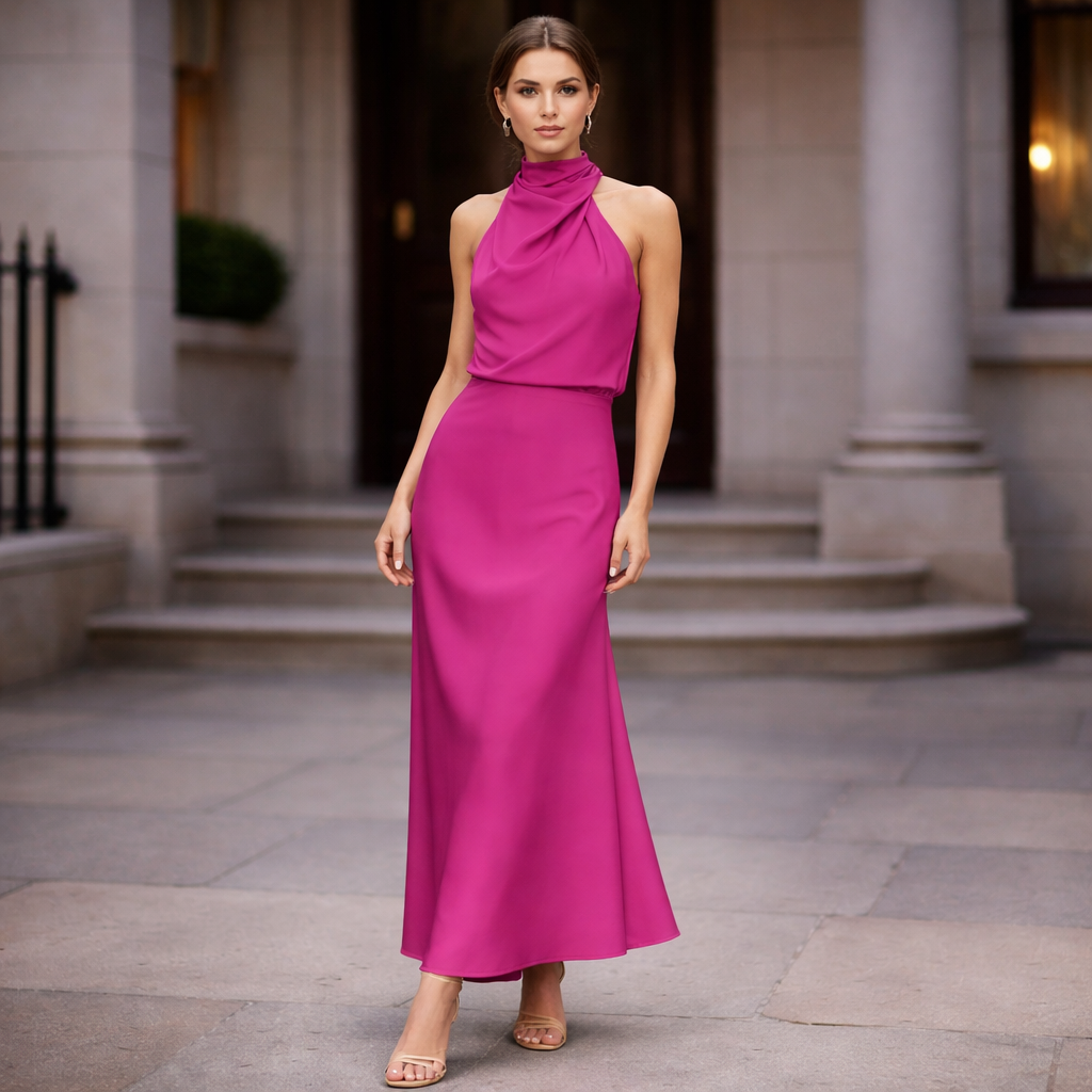 Satin Dress Glamour Elegant Look High Quality