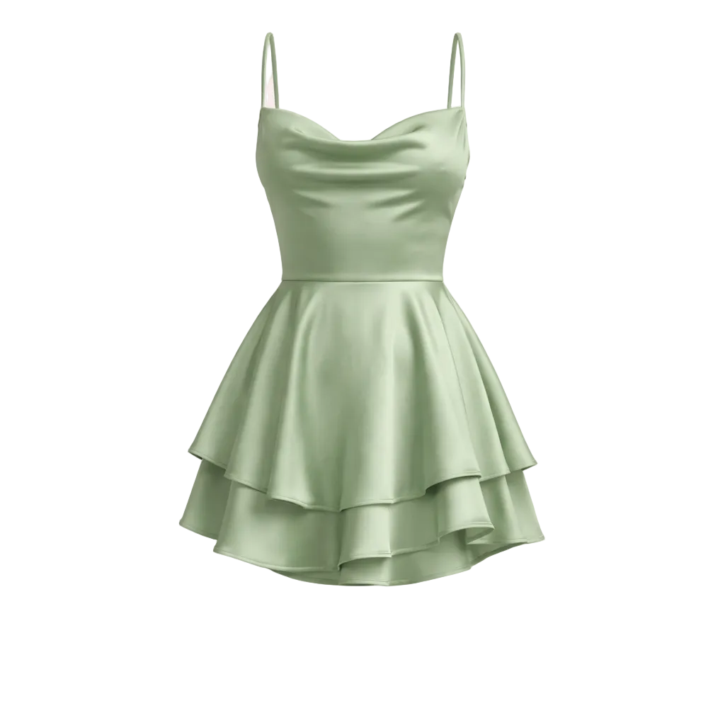 Satin Mini Dress | Open Back, Ruffles