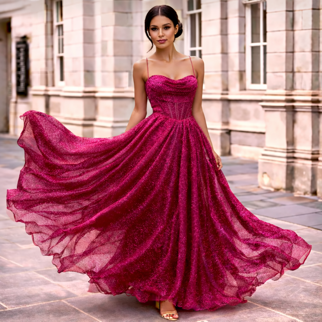 Satin Maxi Dress | Open Back, Long Sleeves | Elegant Evening Look